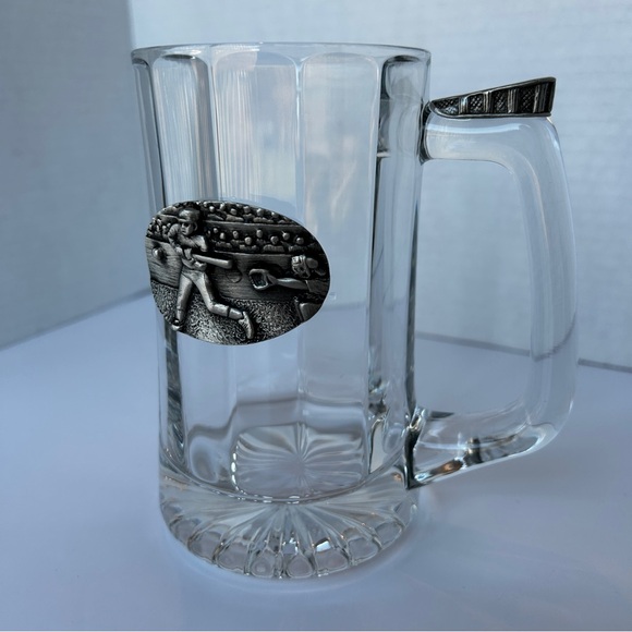Glass Beer Stein/Mug BASEBALL Pewter Plaque and Thumbrest Canada - Picture 5 of 15